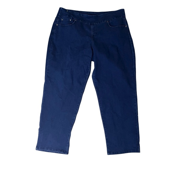 White Stag Pull-On Tapered Leg Jeans Stretch High Rise Dark Denim 20 - Picture 1 of 5